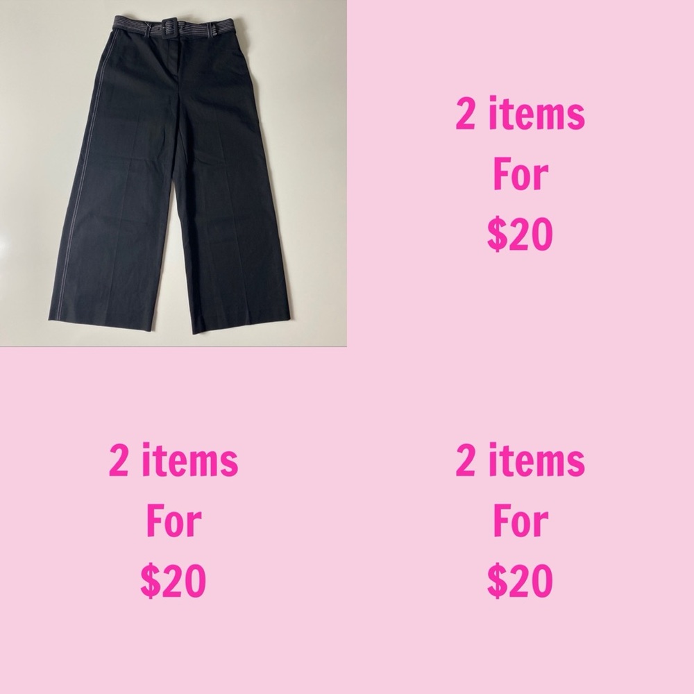 3/$30 ALFANI Womens Deep Black Wide Leg Stripes Belted Culottes Pants Size 4